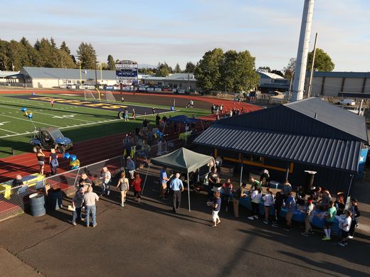 Artificial turf sports field of Stayton High